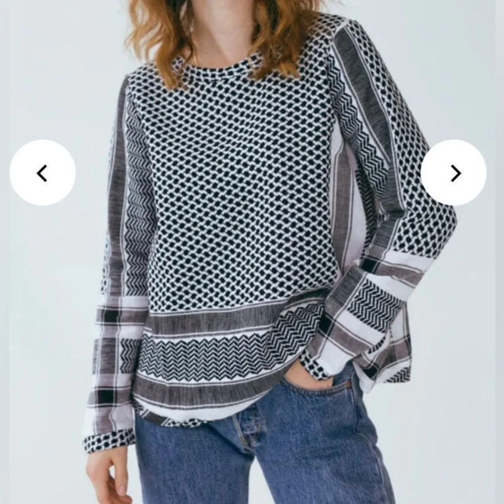 Cecilia Copenhagen Pink Handloom Keffiyeh Pattern Boxy Blouse $329 Medium - Picture 10 of 11